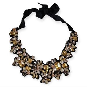 J.Crew Elegant Gold and Black Statement Bib Necklace